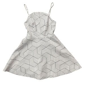 Keepsake Luck Now Fit & Flare Mini Dress White/Black Geometric Print Size Small